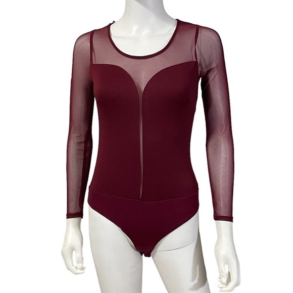 Women’s Mesh Deep V Neck Bodysuit - Picture 1 of 4